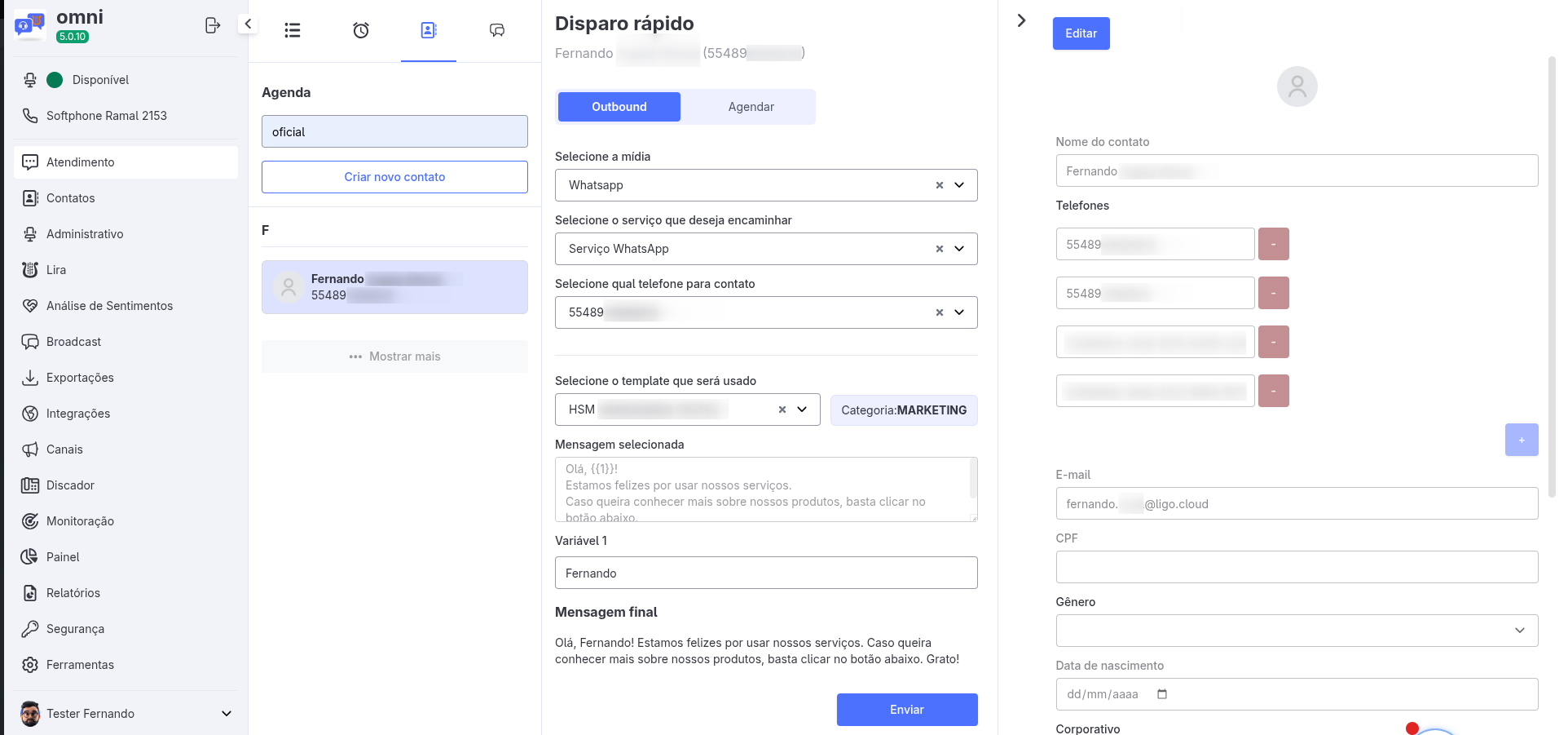 :class=sombracaixa Envio do Disparo Rápido