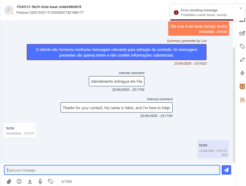 Tela atendimento_blacklist_mensagem