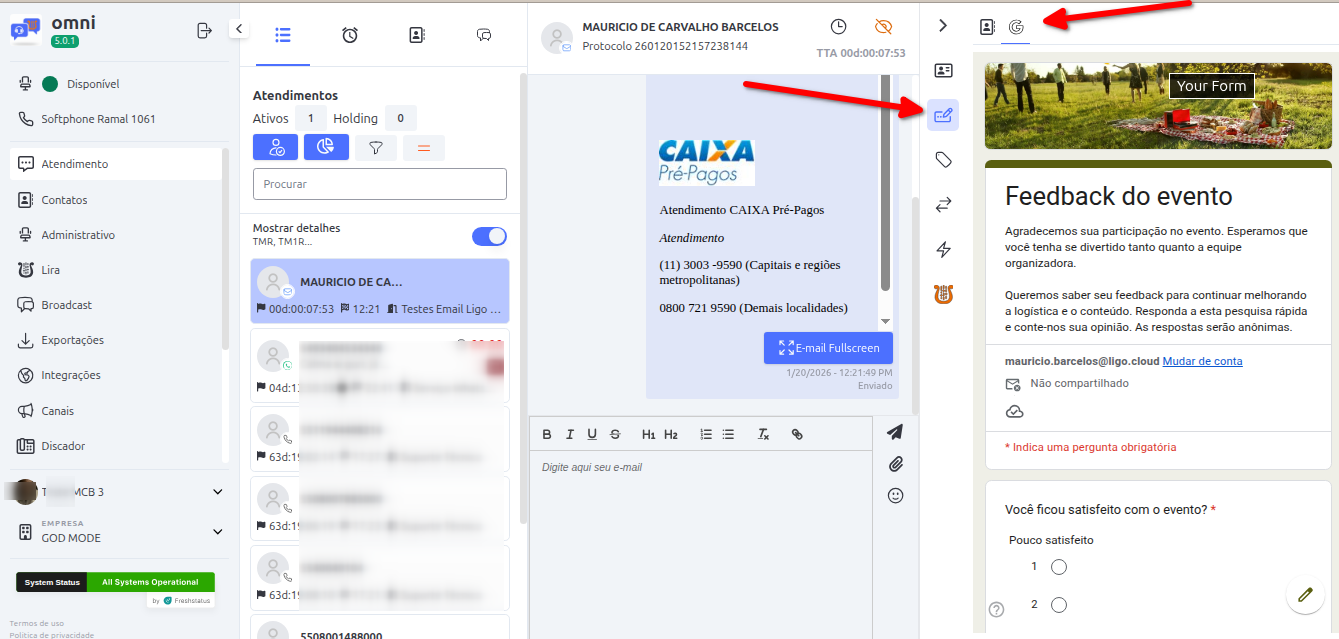 Exemplo de como fica em tela