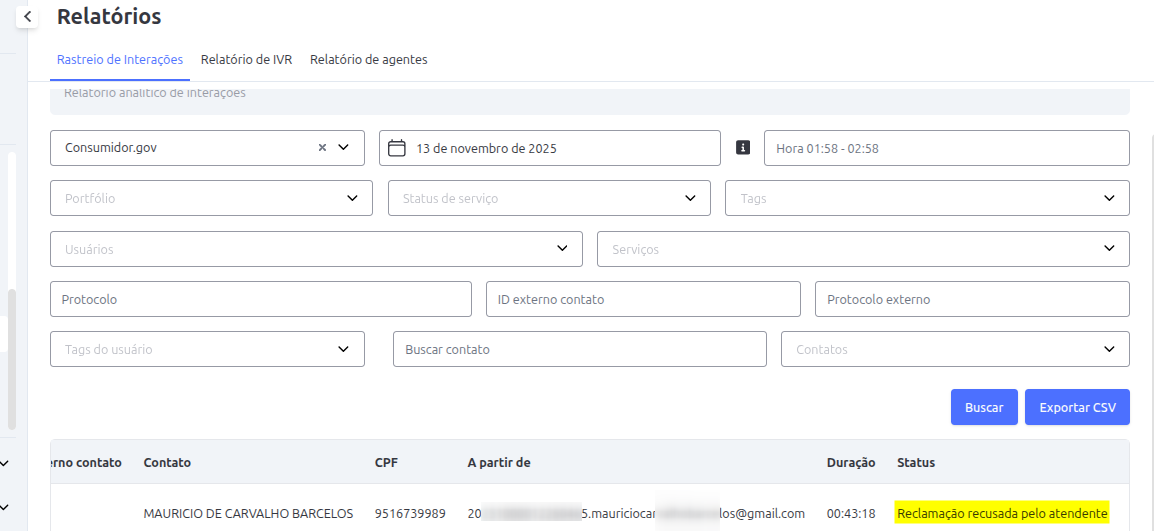 :class=sombracaixa Exemplo de Recusa no Rastreio de Interação