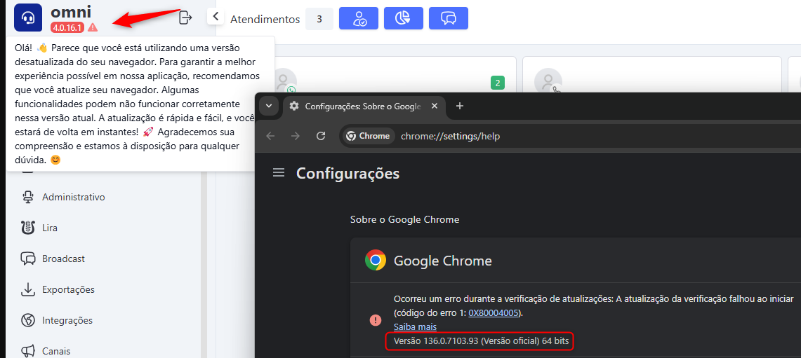 :class=sombracaixa Icone Aviso de Navegador Desatualizado vermelho