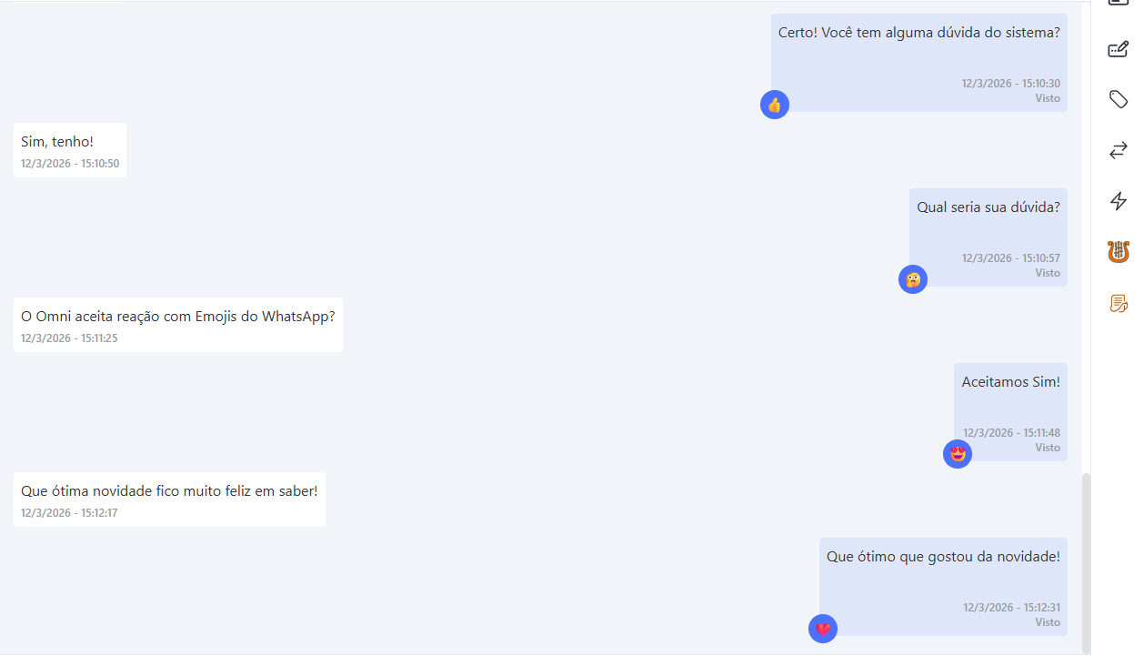 Reação Mensagens no WhatsApp