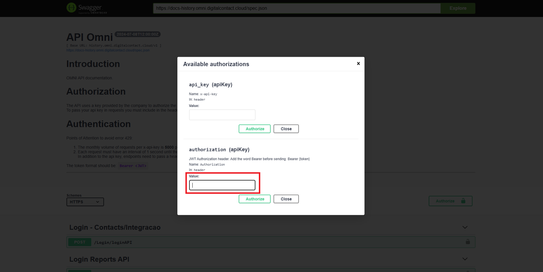 Colar x_api_key 2
