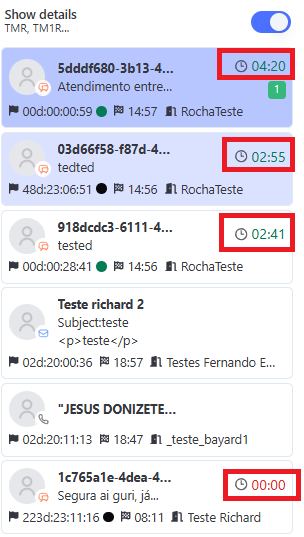 :class=sombracaixa Cronômetro na Tela de Atendimento