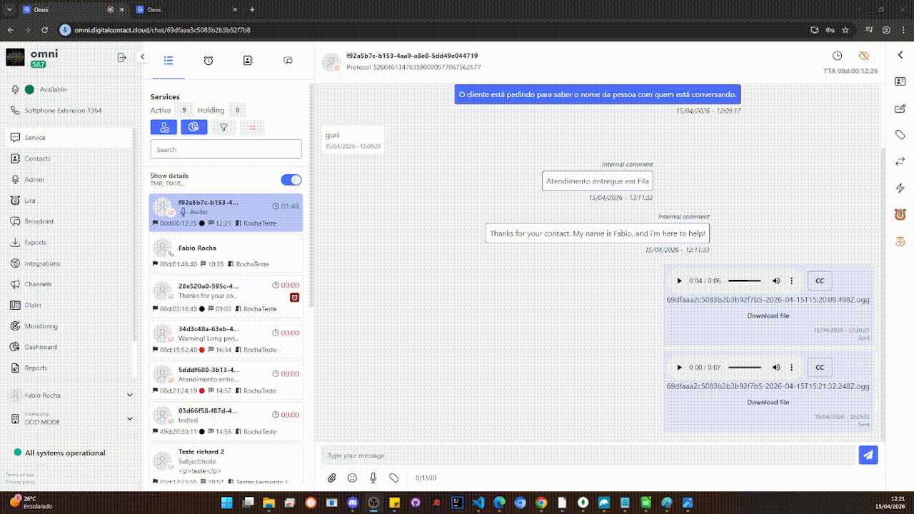 :class=sombracaixa Envio de Áudio