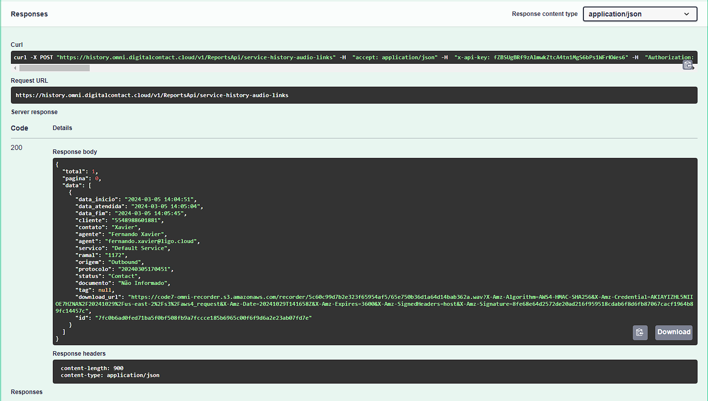 :class=sombracaixa Exemplo de retorno service-history-audio-links