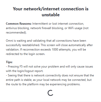 :class=sombracaixa Restoring Omni Connection
