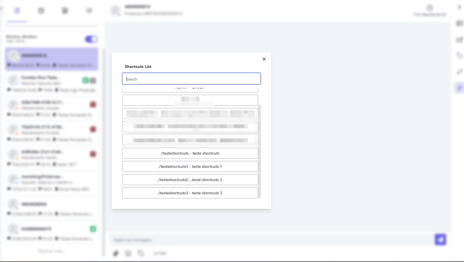 :class=sombracaixa Uso de Shortcuts na Tela de Atendimento